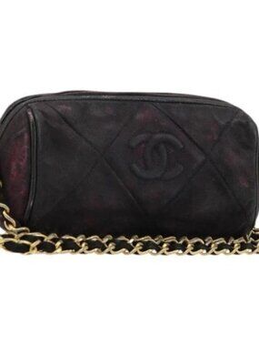 CHANEL Chain Shoulder Bag Suede Purple CC Auth bs10550